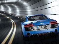 R8, Tunel, Niebieskie, Audi, V10