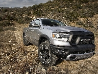 Rebel, Srebrny, Dodge Ram 1500, 2019