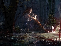 Lara Croft, Las, Ranna, Tomb Raider, Ognisko