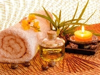Ręcznik, Świeca, Kompozycja, SPA, Olejek