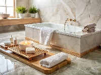 Świeca, Wanna, Łazienka, Ręczniki