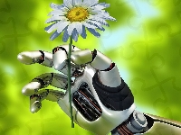 Kwiatek, Ręka, Margarytka, 3D, Robot