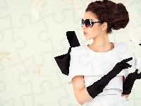 Okulary, Rękawiczki, Kobieta, Moda i Styl, Czerne
