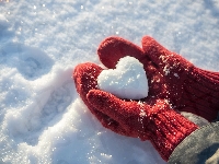 Śnieg, Czerwone, Zima, Rękawiczki, Miłość, Serce