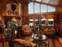 Okno, Salon, Stylowy, Widok