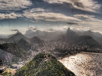 Góry, Rio De Janeiro, Ocean, Brazylia, Miasto, Las