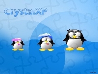 rodzina, wąsy, Linux, pingwin, czapka