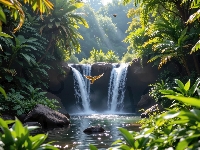 Kamienie, Rzeka, Las, Rośliny, Drzewa, Kwiaty