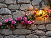 Lampa, Pnące, Kwiaty, Róże, Grafika AI, Ściana