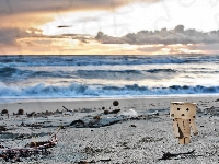 Przebijające, Danbo, Chmury, Rozmycie, Plaża, Morze, Światło