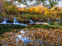 Jesień, Rzeka, Góry, Liście, Drzewa