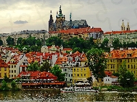 Praga, Rzeka, Kamienice, Turystyczny, Statek