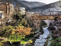 Rzeka, Bursa, Drzewa, Turcja, Miasto, Most