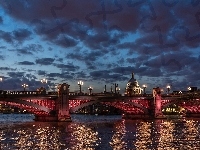 Rzeka, Kopuła, Londyn, Most, Światła