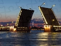 Rzeka, Sankt Petersburg, Otwarty, Most, Rosja