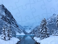 Rzeka, Banff, Zima, Góry, Park Narodowy