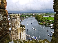 Zamek Caernarfon, Krajobraz, Rzeka, Szkocja, Walia