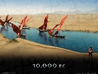 rzeka, 10000 Bc, żagle, pustynia