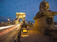 Dunaj, Budapeszt, Rzeka, Lions, Most Łańcuchowy, Węgry, Rzeźba