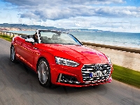 2017, Czerwone, Audi S5 Cabriolet, Droga