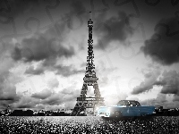 Samochód, Paryż, Wieża Eiffla, Niebieski