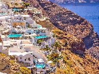 Grecja, Santorini, Wyspa, Domy, Oia