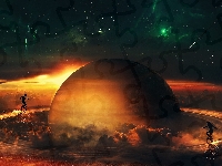 Kosmos, Saturn, Planeta, Fantasy, Grafika