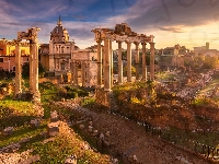 Ruiny, Rzym, Włochy, Forum Romanum, Zabytek, Świątynia Saturna