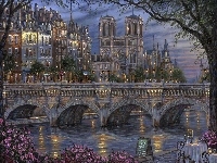 Sekwana, Francja, Domy, Paryż, Rzeka, Most
