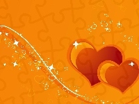 Serca, Tło, Walentynki, Miłość, Pomarańczowe
