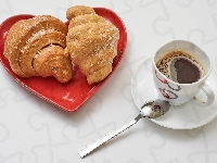 Spodek, Kawa, Filiżanka, Serce, Rogale, Croissanty, Łyżeczka