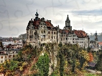 Skała, Domy, Zamek Sigmaringen, Niemcy, Zamek
