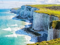 Klify, Morze, Anglia, Skały, Seven Sisters, Wapienne
