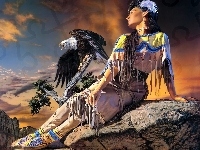Skały, Indianka, Orzeł, Art
