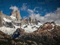 Patagonia, Argentyna, Park Narodowy Los Glaciares, Szczyt, Fitz Roy, Skały, Góry, Zima