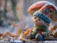 Liście, Skrzat, Grzyb, Grafika AI