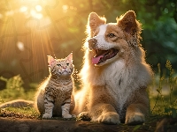 Promienie słońca, Kot, Pies, 2D
