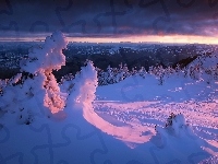 Mont Ventoux, Las, Zima, Prealpy Francuskie, Francja, Góry, Wschód Słońca