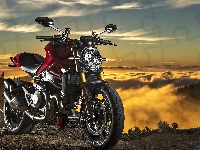 Zachód, Motocykl, Ducati, Słońca