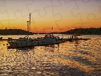 Słońca, Jezioro, Zachód, Statek