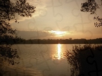 Słońca, Jezioro, Zachód, Szuwary