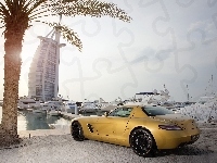 Hotel, Mercedes, Palma, Żółty, Dubaj, Burj Al Arab, SLS