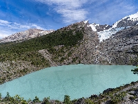 Lodowiec, Prowincja Santa Cruz, Argentyna, Jezioro, Huemul Glacier, Śnieg, Niebo, Lago del Desierto, Góry
