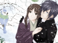 Manga Anime, Para, Sikorka, Hakuouki Shinsengumi Kitan, Śnieg