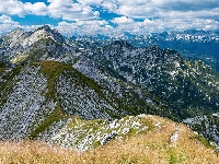 Góry, Śnieg, Zima, Chmury, Niebo