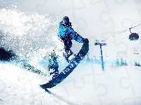 Snowbording, Śnieg, Zima, Wagoniki, Wyciąg