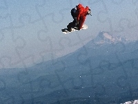 snowboardzista , Snowbording, deska, niebo