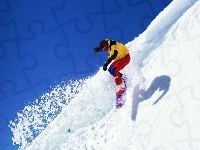 snowboardzista, Snowbording, deska, śnieg