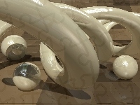 Spirala, Białe, Kulki, Grafika 3D