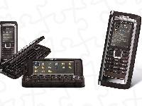 Srebrna, Nokia E90, Czarna, Panorama